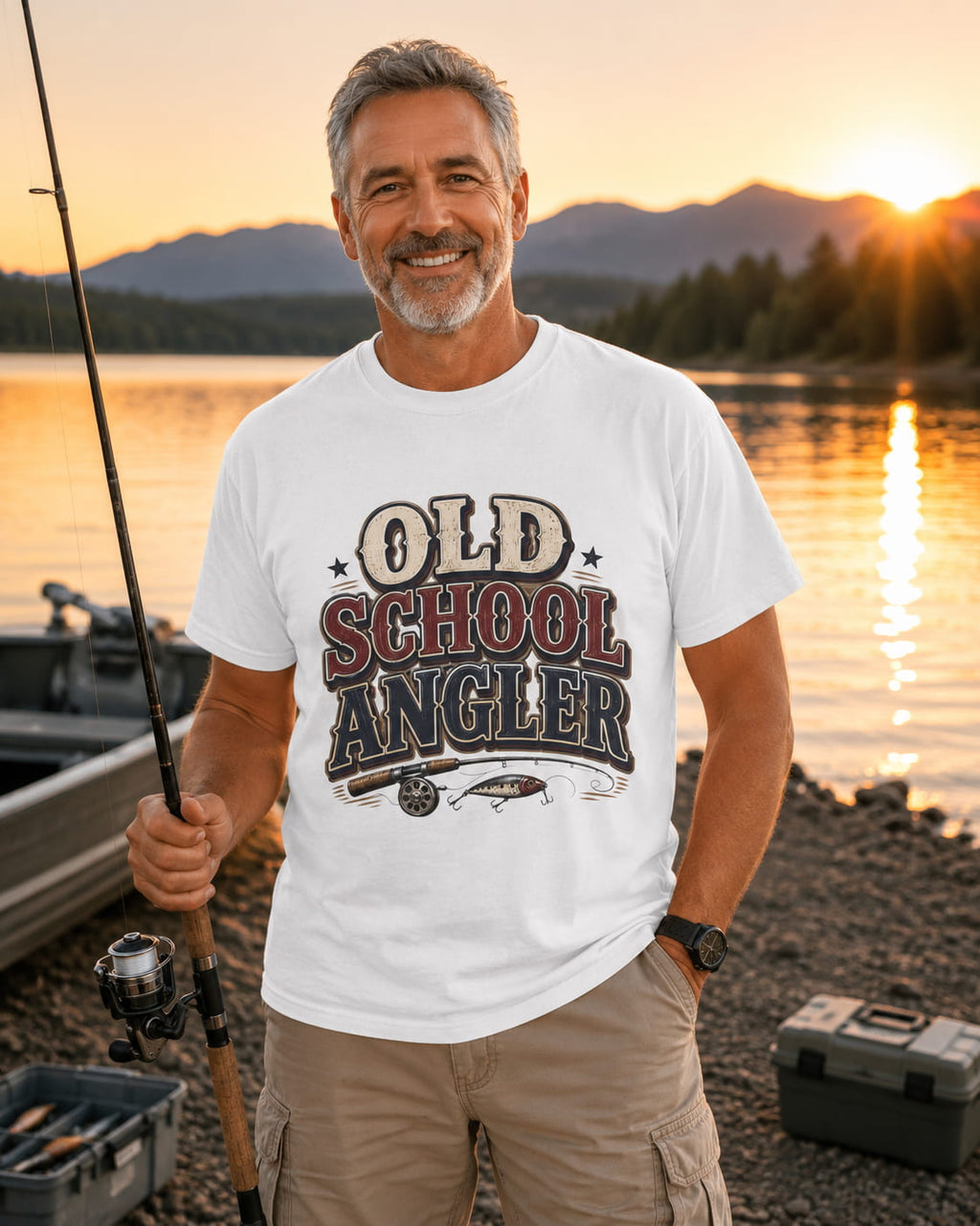 Old School Angler Fishing T-Shirt | Vintage Fishing Shirt for Men & Women | Retro Fisherman Gift