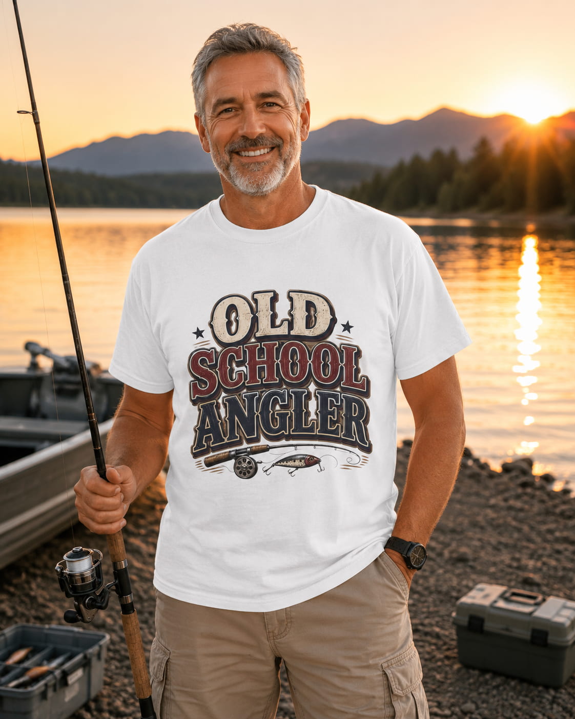 Old School Angler Fishing T-Shirt | Vintage Fishing Shirt for Men & Women | Retro Fisherman Gift