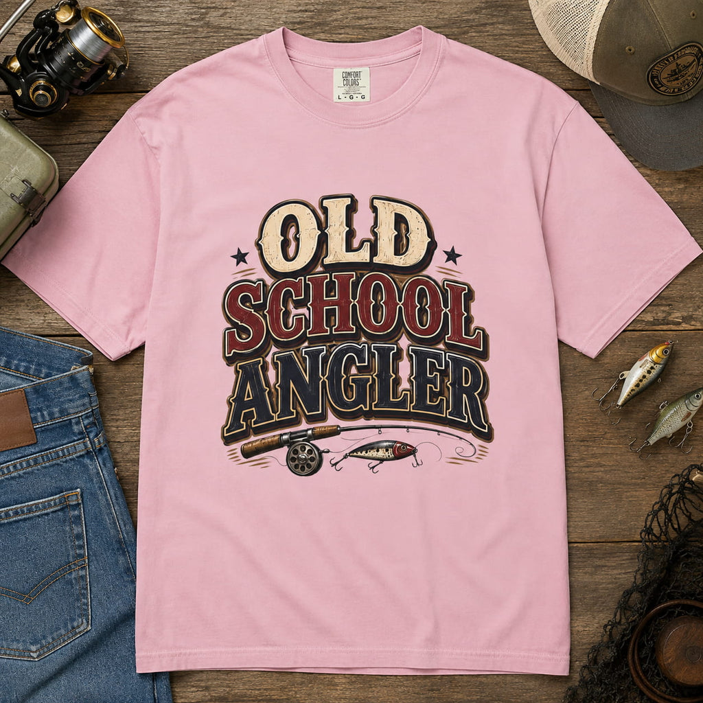 Old School Angler Fishing T-Shirt | Vintage Fishing Shirt for Men & Women | Retro Fisherman Gift
