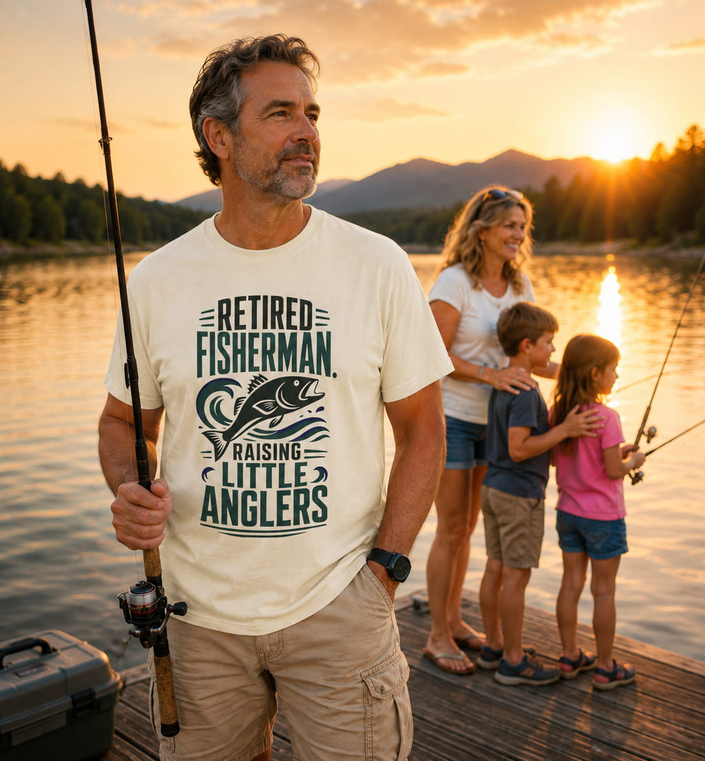 Retired Fisherman Raising Little Anglers Shirt – Fishing Grandpa Family Fishing T-Shirt