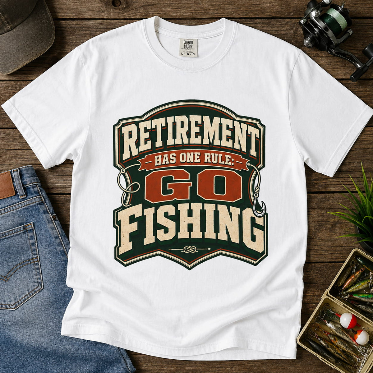Retirement Has One Rule Go Fishing – Funny Retired Fisherman T-Shirt, Fishing Retirement Gift, Unisex Fishing Shirt