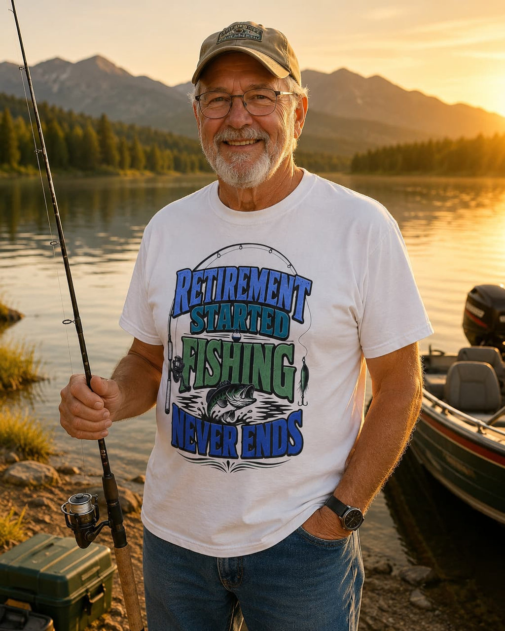 Retirement Started Fishing Never Ends T-Shirt – Funny Retired Fisherman Gift, Vintage Fishing Shirt