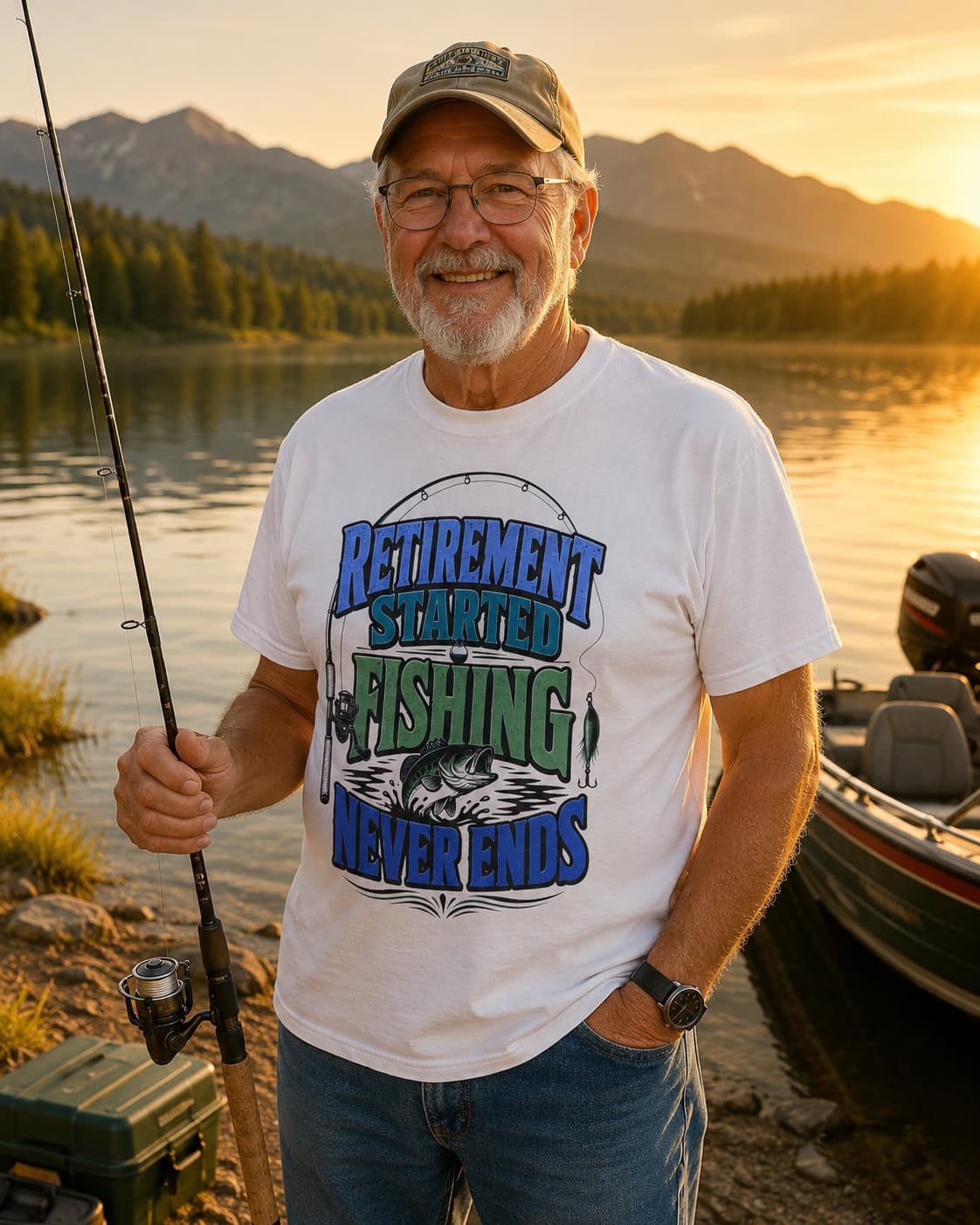 Retirement Started Fishing Never Ends T-Shirt – Funny Retired Fisherman Gift, Vintage Fishing Shirt