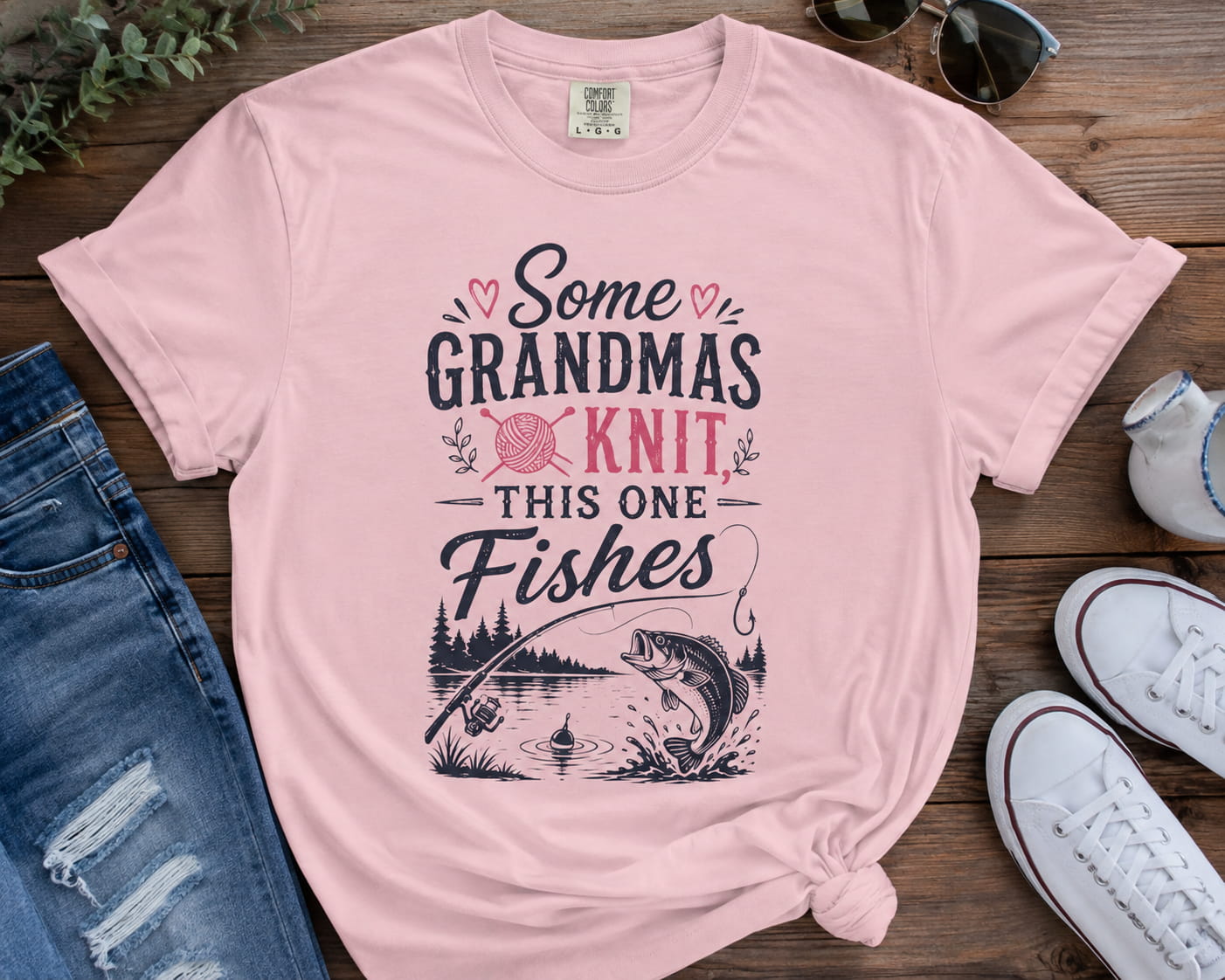 Some Grandmas Knit This One Fishes Shirt | Funny Fishing Grandma T-Shirt | Grandma Fishing Gift