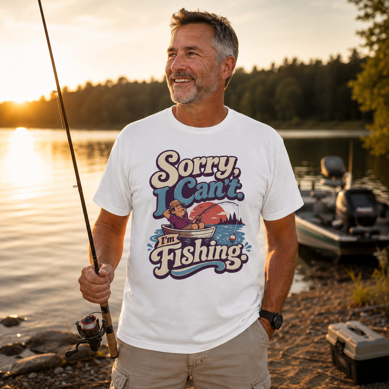 Sorry I Can't I'm Fishing Shirt, Funny Fishing T-Shirt, Fishing Lover Gift, Grandpa Fishing Tee, Grandma Fishing Shirt, Lake Life Unisex Fishing Tee