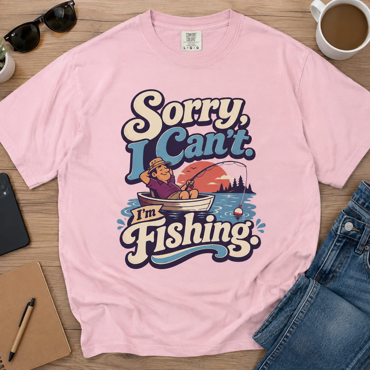 Sorry I Can't I'm Fishing Shirt, Funny Fishing T-Shirt, Fishing Lover Gift, Grandpa Fishing Tee, Grandma Fishing Shirt, Lake Life Unisex Fishing Tee