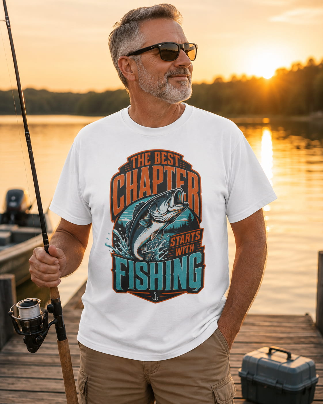 The Best Chapter Starts With Fishing T-Shirt | Vintage Fishing Shirt | Bass Fishing Gift | Angler Outdoor Tee
