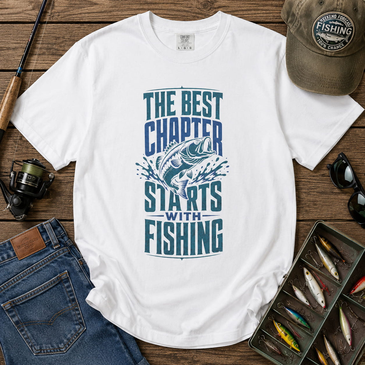 The Best Chapter Starts With Fishing T-Shirt | Fishing Grandma Shirt | Retirement Fishing Gift | Unisex Angler Tee