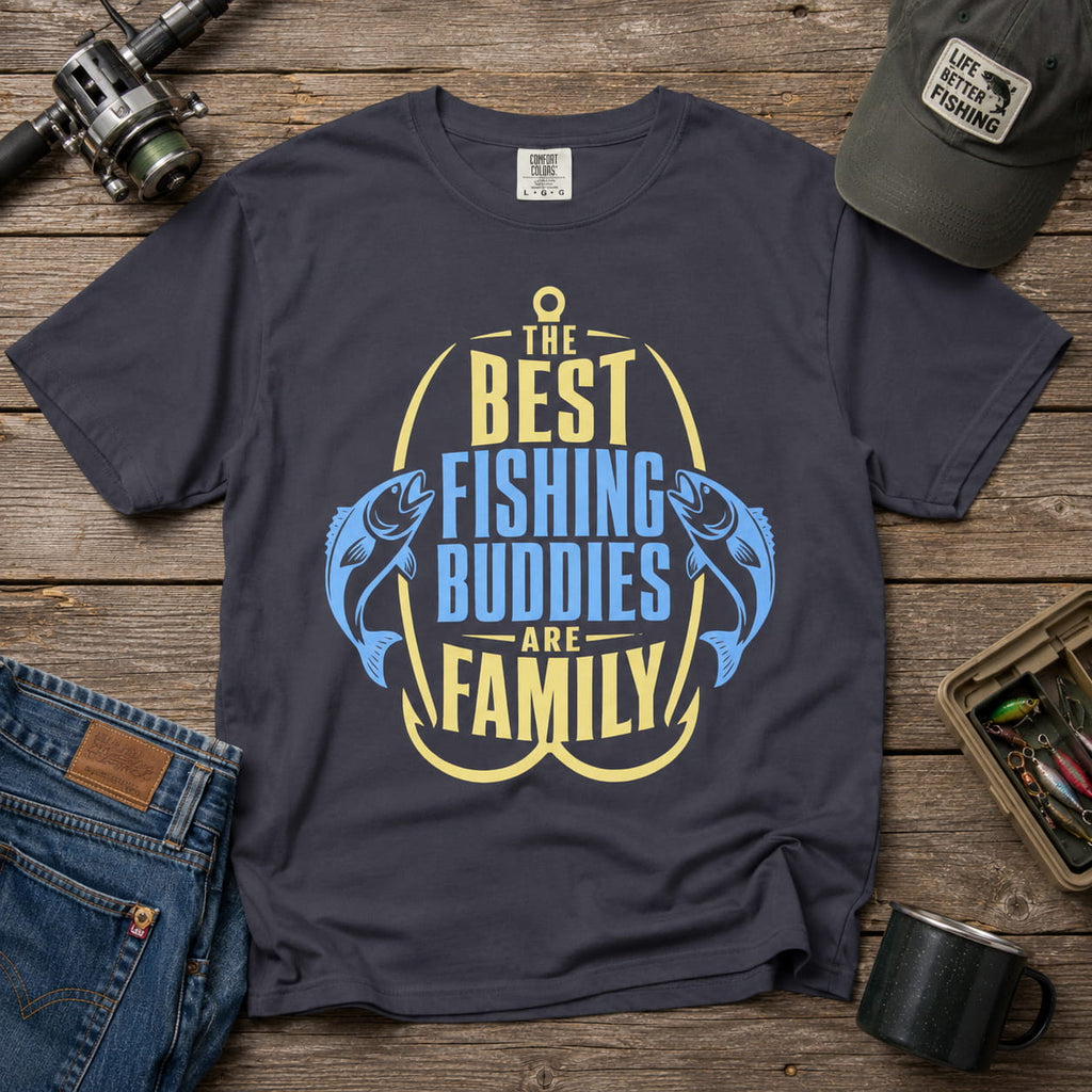 Best Fishing Buddies Are Family T-Shirt | Fishing Couple Shirt | Grandpa Grandma Fishing Gift | Family Fishing Tee | Unisex