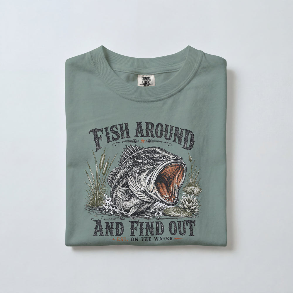 Fish Around and Find Out Fishing T-Shirt | Funny Bass Fishing Graphic Tee for Anglers