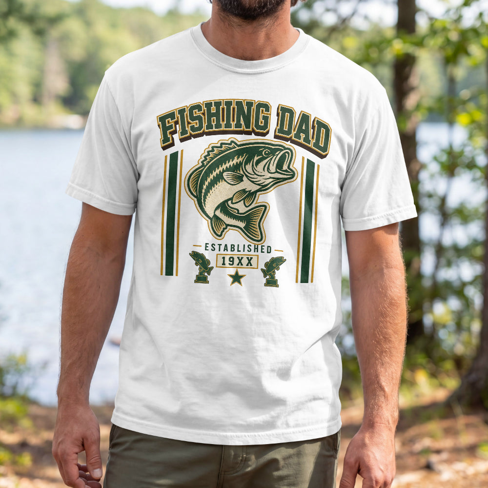 Fishing Dad Bass Fishing T-Shirt – Vintage Fisherman Graphic Tee for Dad