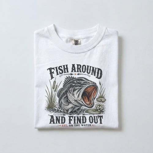Fish Around and Find Out Fishing T-Shirt | Funny Bass Fishing Graphic Tee for Anglers